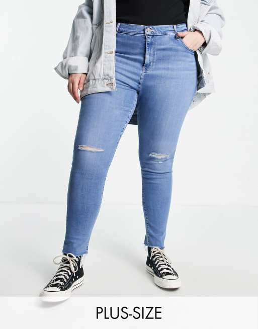 Levi s Plus 721 hi rise skinny jeans in mid wash blue