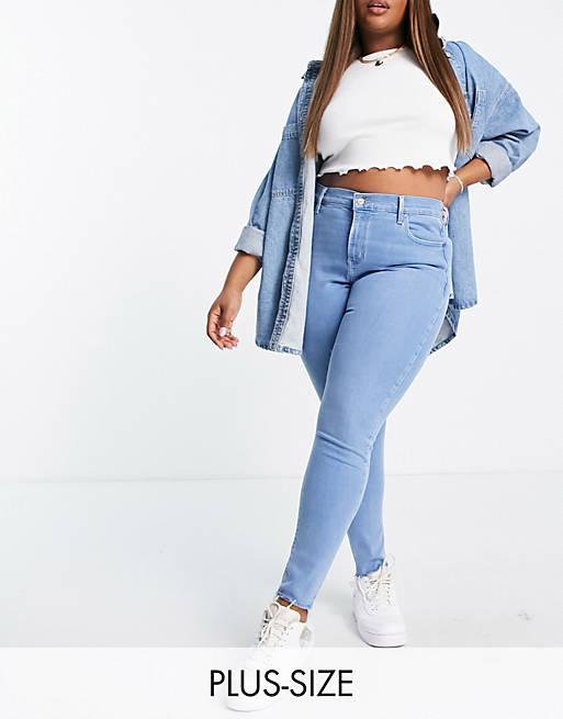 Levi's Plus 721 high rise skinny jeans in blue wash | ASOS