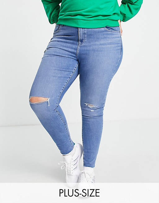 Levi's Plus - 721 - Skinny jeans met hoge taille in middenblauwe wassing