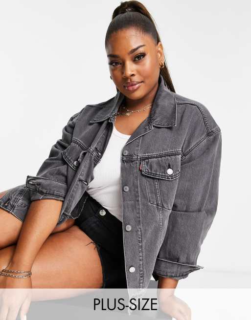 Levi's Plus 90s trucker jacket in black | ASOS