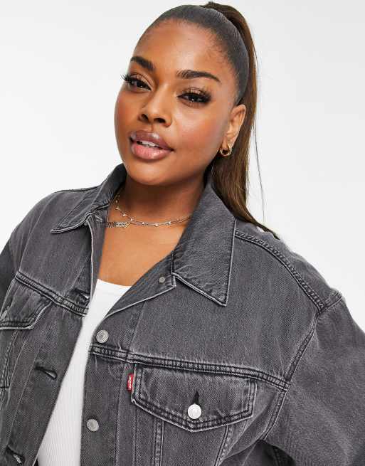 Levi's Plus 90s trucker jacket in black | ASOS