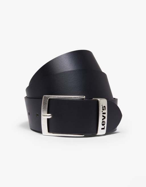 Levi's Plus - Ashland - Cinturón negro de 40 mm de cuero, 4 de 4