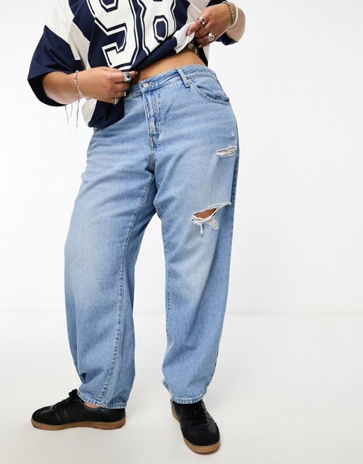 Levi's Plus baggy dad jeans in mid wash blue