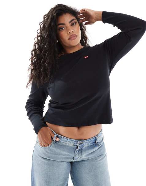 Levi's Plus batwing logo long sleeve t-shirt in black - view 1