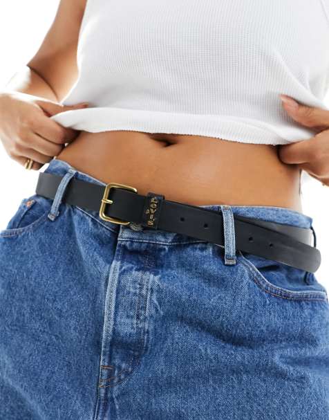 Levi's Plus - Calypso - Ceinture en cuir avec boucle dorée - Noir - view 1