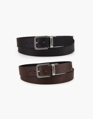 Levi's Plus - Core - Ceinture réversible en cuir - Marron/noir-Brown