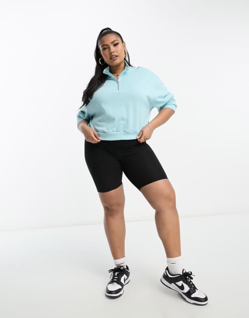 Levi's Plus - Cropped trøje med halv lynlås i lyseblå, 4 af 4