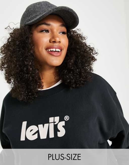 Levi's Plus – Czarna bluza z okrągłym dekoltem i logo