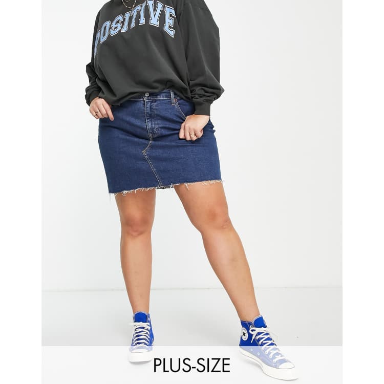 Levi s Plus deconstructed denim skirt in mid wash blue ASOS