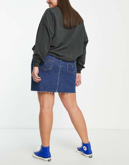 Levi s Plus deconstructed denim skirt in mid wash blue