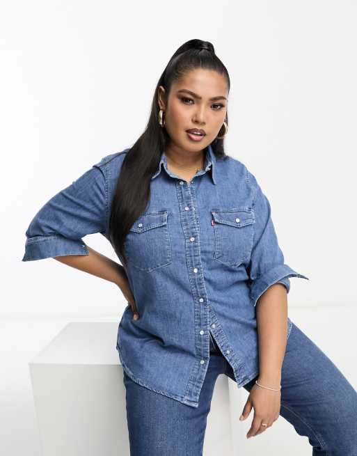 Levi plus size denim shirt new arrivals