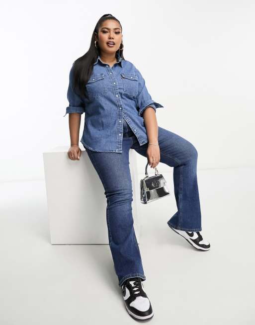 Levi plus size denim shirt sale