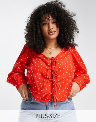 Levi's Plus ditsy blouse in red-Brown - Asos UK | StyleSearch