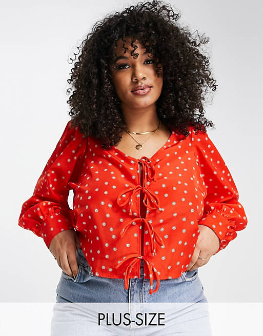 Levi's Plus ditsy blouse in red
