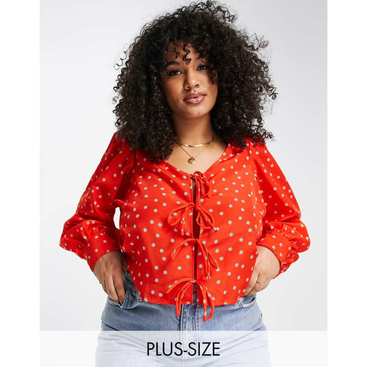 Plus size red store polka dot blouse