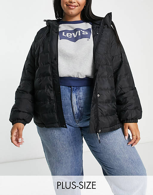 Levi's Plus Edie packable padded jacket in black | ASOS