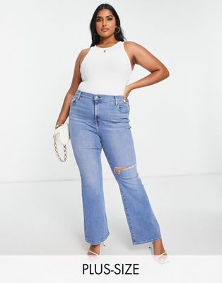 Levi's Plus high rise flared jeans in light wash blue  - ASOS Price Checker