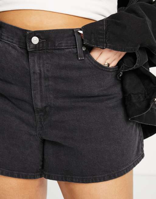 Levi's Plus high waisted shorts in black | ASOS