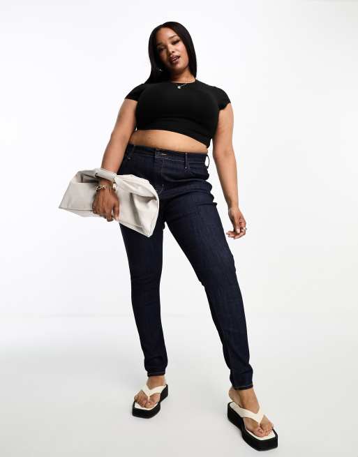 Levi's Plus - Hirise - Super skinny-jeans i mørk marineblå