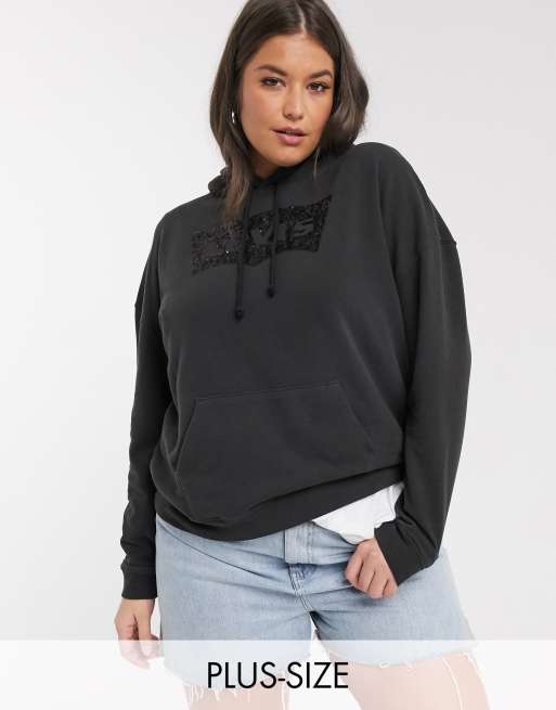 Plus size sequin on sale hoodie