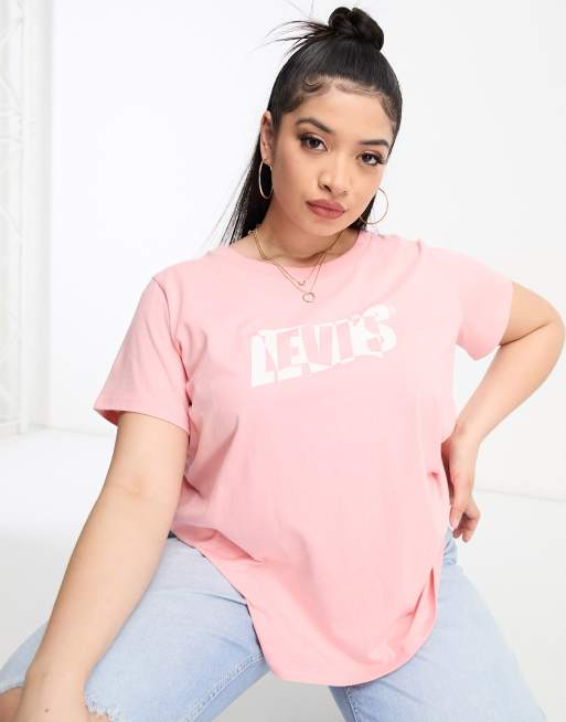 Levi s Plus logo t shirt in pink