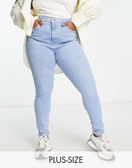 Women's Plus size High Waisted Skinny Jeans, Light Blue