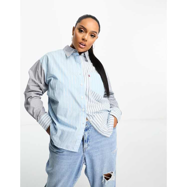 Nola Oversized Button Up Shirt - Blue