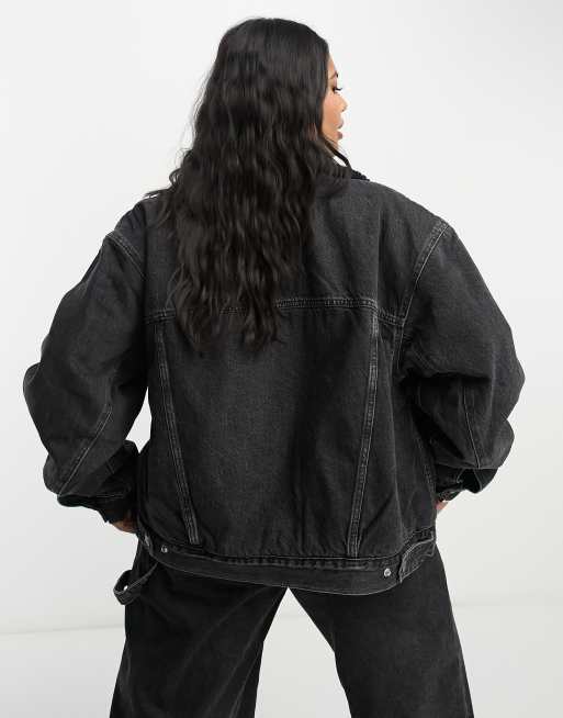 Oversized black 2024 sherpa jacket