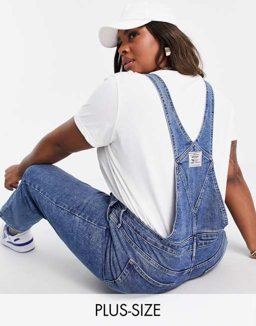 Levi's Plus - Overalls i mellemvasket, blå denim