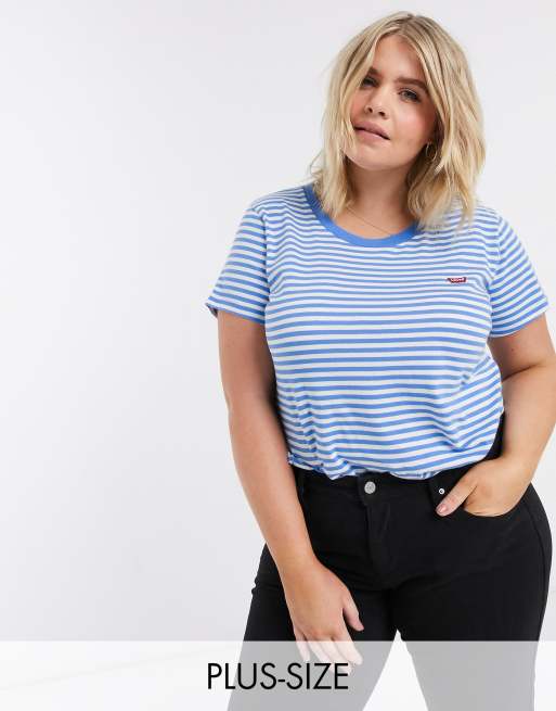 Levi's Plus perfect crew neck t shirt in stripe | ASOS