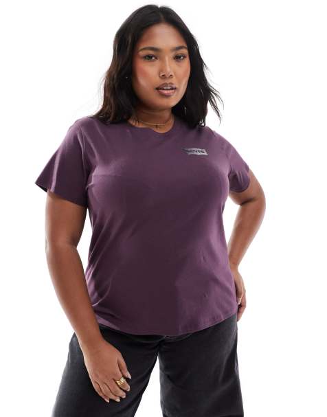 Levi's Plus Perfect polka shine outline batwing logo t-shirt in purple - view 1