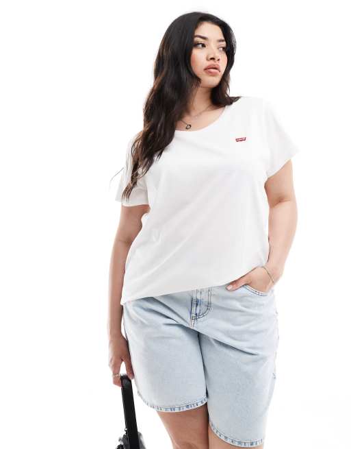 Levi's Plus perfect small batwing logo t-shirt in white | ASOS