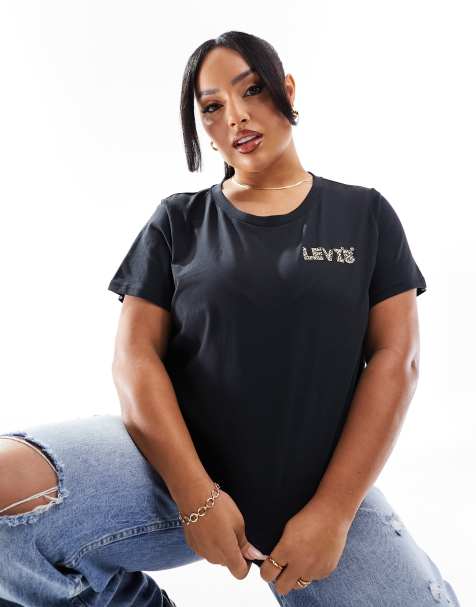 Levi's Plus - Perfect - T-shirt avec petit logo à imprimé léopard - Noir - view 1