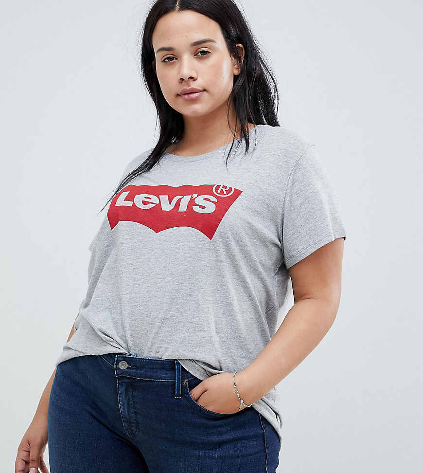 Levi's Plus - Perfect - T-shirt grigia con logo batwing-Grigio