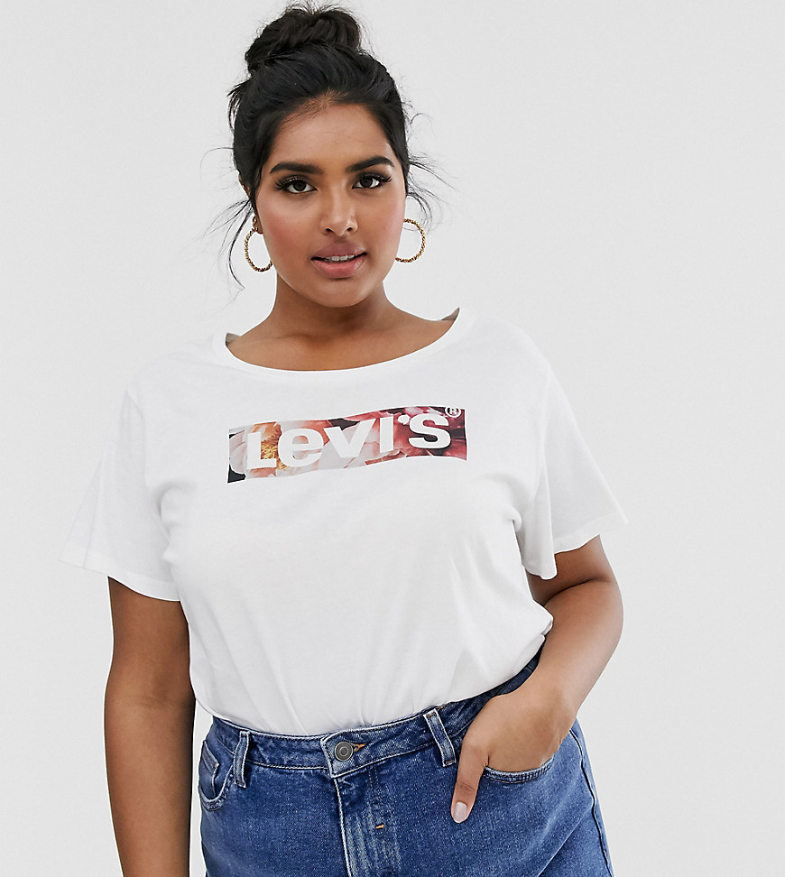 Levi's Plus - Perfect T-shirt met vleermuismouwen en bloemenprint-Wit