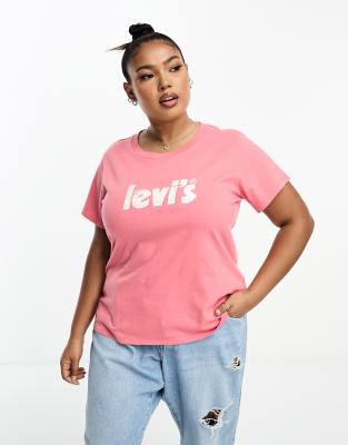 Levi's Plus perfect t-shirt with poster logo in pink