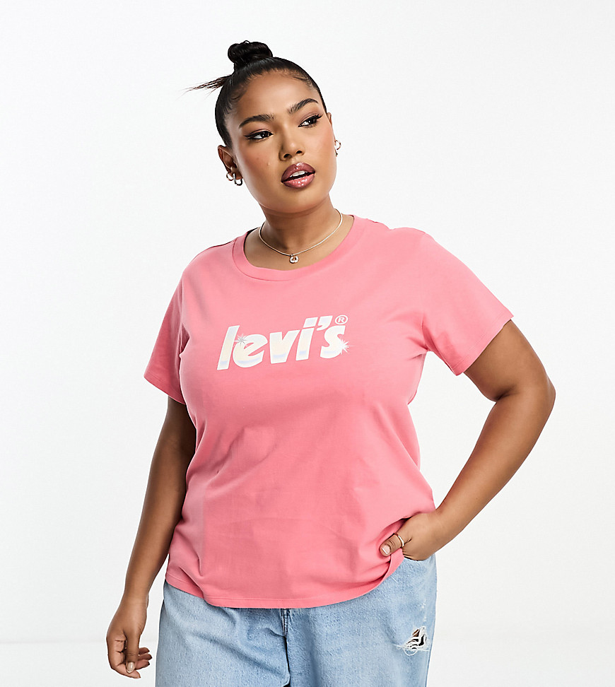 Levi's Plus perfect t-shirt with poster logo in pink