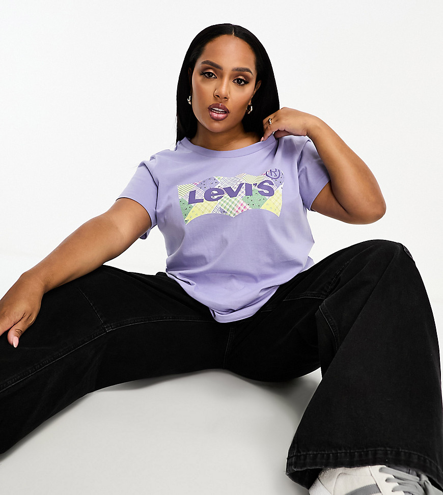 Levi's Plus perfect t-shirt with printed batwing logo in purple