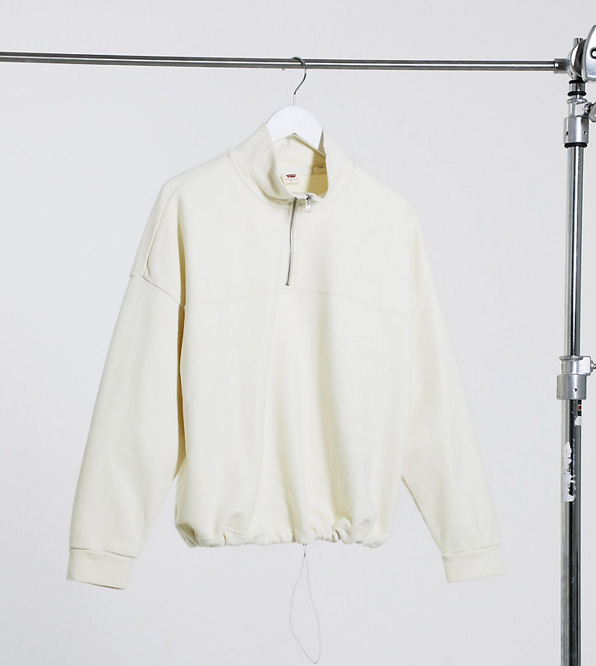 Levi's Plus Pom Quarter Zip Sweatshirt In Cream-white