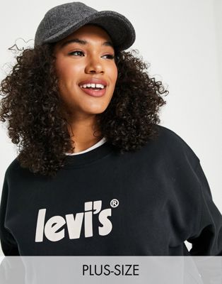 Levi's Plus poster logo crew neck sweater in black
