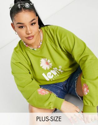 Levi's Plus poster logo daisy sweater in green