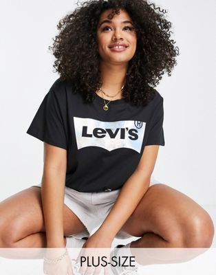 Levi's Plus rainbow gradient batwing perfect t-shirt in black