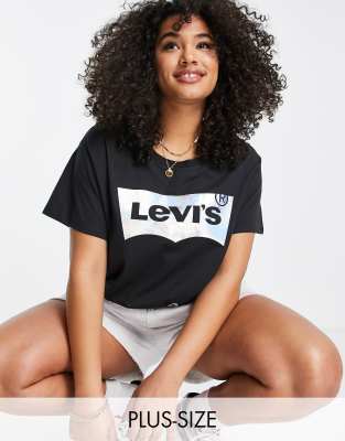 Levi's Plus rainbow gradient batwing perfect t-shirt in black