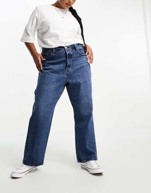 Plus Vintage Wash Wide Leg Jeans