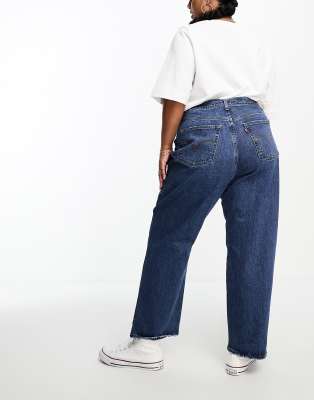 Levi's Plus Ribcage crop straight fit jeans in mid vintage wash