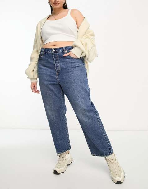 Levi's Plus – Ribcage – Mellanblå, raka jeans - view 1