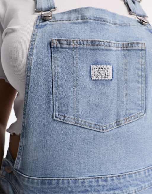 Levi's Plus - Salopette corta blu lavaggio chiaro, 3 di 4