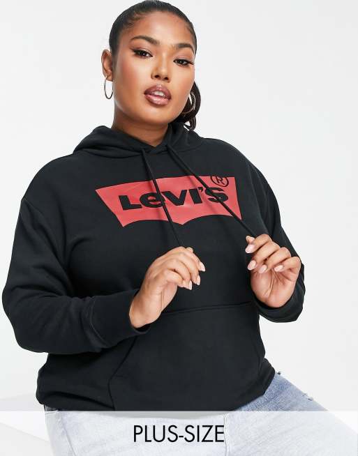 Levi's Plus - Sort hættetrøje med logolap