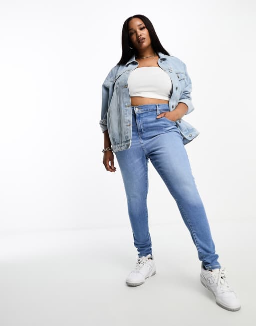 Levi's Plus - Super skinny jeans met hoge taille in lichte wassing blauw