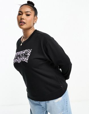 Levi's Plus sweatshirt with chest print batwing logo in black - ASOS Price Checker